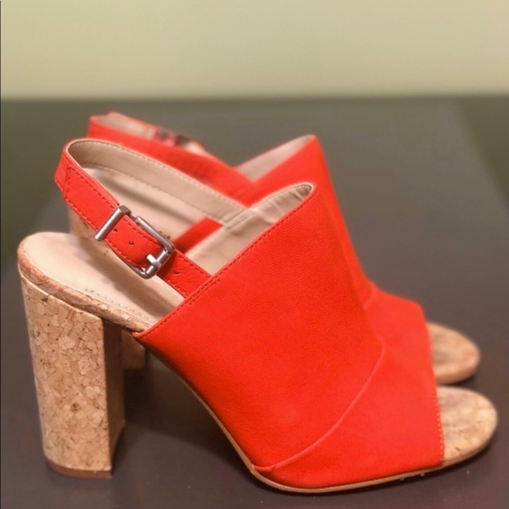 BCBGeneration Red Orange Peep Toe Sandals